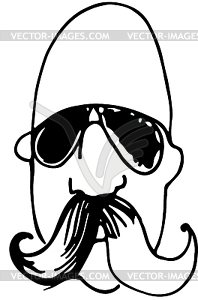 Sketch of bald man with mustache wearing glasses - vector EPS clipart