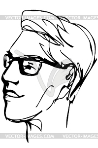 Sketch of face of an adult male with glasses - vector clip art