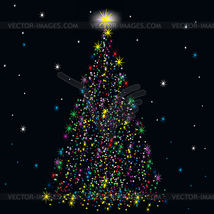 Festive spruce of stars - stock vector clipart