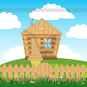 House on hill - royalty-free vector clipart