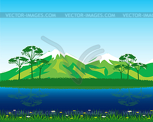 Beautiful landscape by summer - vector EPS clipart