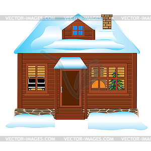 Small lodge in winter - vector clipart