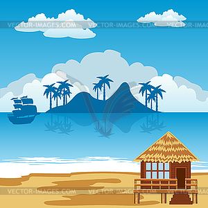 Tropical island and seaside - vector clipart / vector image