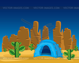 Палатка в пустыне - рисунок в векторном формате