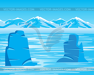 Arctic landscape with iceberg - vector clip art