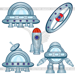 Cosmic flying machines - vector clipart