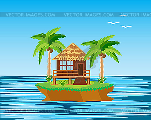 Island in ocean - vector clipart