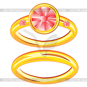 Two gold rings - vector image