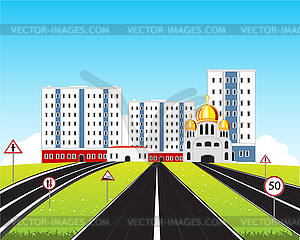 City in steppe - vector clipart