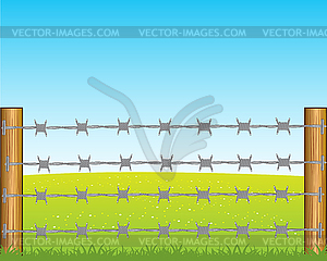 Поляки с колючей проволокой - изображение векторного клипарта
