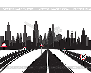 Big city and roads - vector clipart / vector image