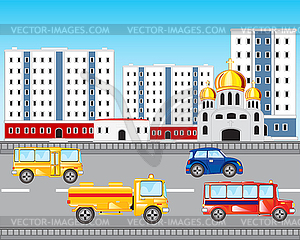 Car road in city - stock vector clipart