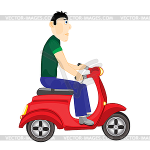 Man goes on scooter - vector image