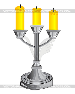 Candlestick on three candles - vector image