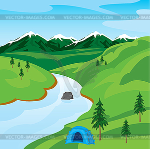 Река в горах - изображение в векторе