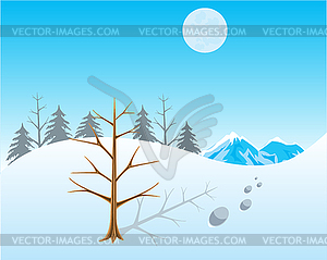 Winter in wood - vector clipart