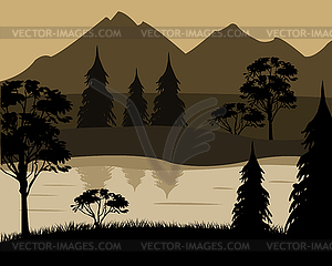 Landscape with river - stock vector clipart