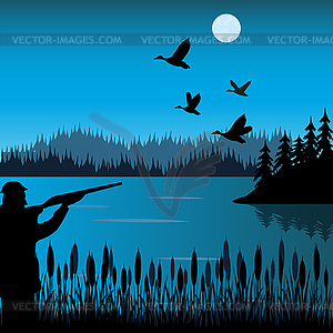 Hunt on duck - vector clipart