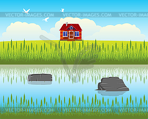 Riverside House - vector clipart / vector image