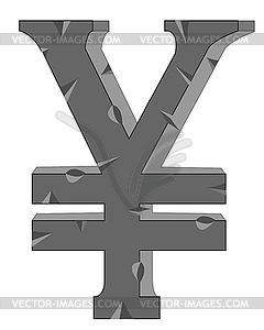 Sign Japanese Yen of stone - vector image