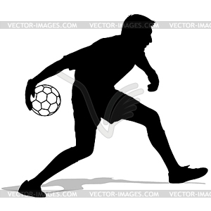 Силуэты футболистов с мячом - векторный графический клипарт