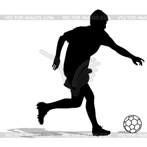 Силуэты футболистов с мячом - векторная иллюстрация