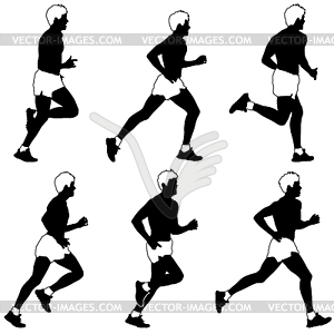 Set of silhouettes. Runners on sprint, men.  - vector EPS clipart