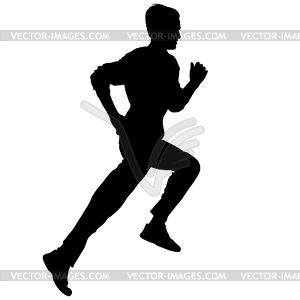 Silhouettes. Runners on sprint, men.  - vector clip art