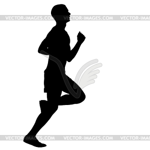 Silhouettes. Runners on sprint, men.  - vector clipart