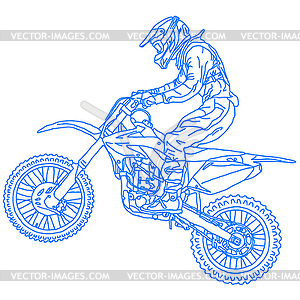 Силуэты Мотокросс всадника на мотоцикле - изображение векторного клипарта