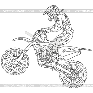 Silhouettes Motocross rider on motorcycle - vector clip art