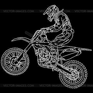 Silhouettes Motocross rider on motorcycle - vector clipart / vector image