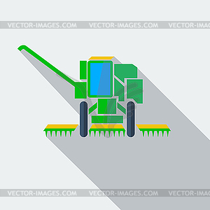 Современные значок концепция плоская конструкция комбайна. - векторное изображение клипарта