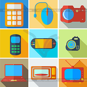 Collection modern flat icons computer technology - vector clip art