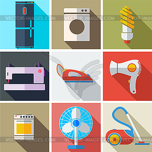 Collection modern flat icons household appliances - vector image