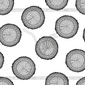 Tree rings saw cut tree trunk background. Seamless - vector clipart