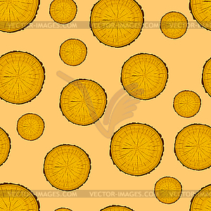 Tree rings saw cut tree trunk background. Seamless - vector image