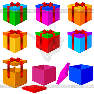 Collection of colorful box christmas gifts with - vector image