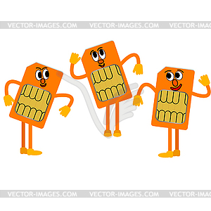 Sim card in form of little people.  - vector clip art