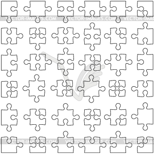 Set of white jigsaw puzzles.  - vector clipart