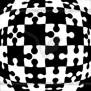 Background black and white jigsaw puzzle - vector image