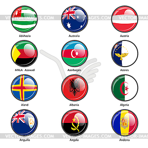 Set circle icon Flags of world sovereign states. - vector clipart