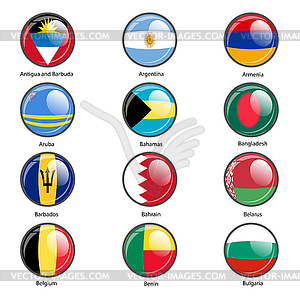 Set circle icon Flags of world sovereign states. - vector EPS clipart