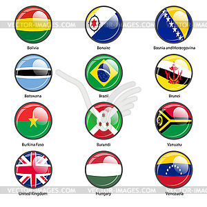 Set circle icon Flags of world sovereign states. - vector image