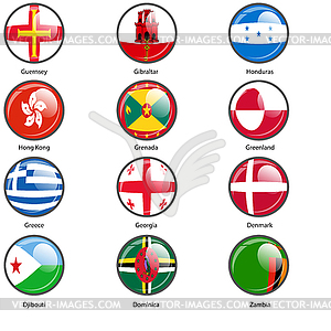 Set circle icon Flags of world sovereign states. - vector clipart