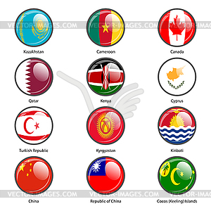 Set circle icon Flags of world sovereign states. - vector clip art