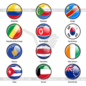 Set circle icon Flags of world sovereign states. - vector clipart