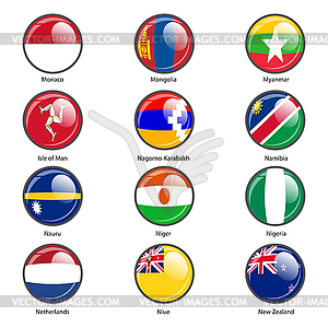 Набор иконок круг Флаги мира суверенных государств. - стоковое векторное изображение