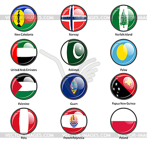 Set circle icon Flags of world sovereign states. - vector image