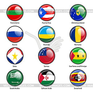 Set circle icon Flags of world sovereign states. - vector clip art